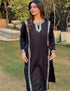 Kashmiri Silver Zari Embroidered Woollen Phiran – Black | Timeless Winter Wear - Kashmir Box