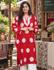Kashmiri White Aari & Silver Zari Embroidered Woollen Phiran – Maroon | Timeless Winter Wear