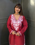 Blush Aari Embroidery Maroon Cotton Top - Kashmir Box