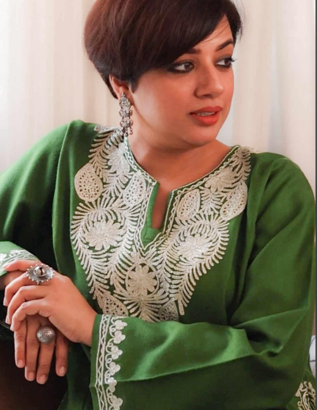 Rang-e-Khizan Forest Green Zari Gold Phiran