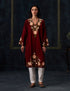 Kashmiri Aari Embroidered Woollen Phiran – Maroon | Timeless Winter Wear - Kashmir Box