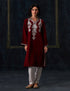 Kashmiri Zari Embroidered Woollen Phiran – Maroon | Timeless Winter Wear - Kashmir Box