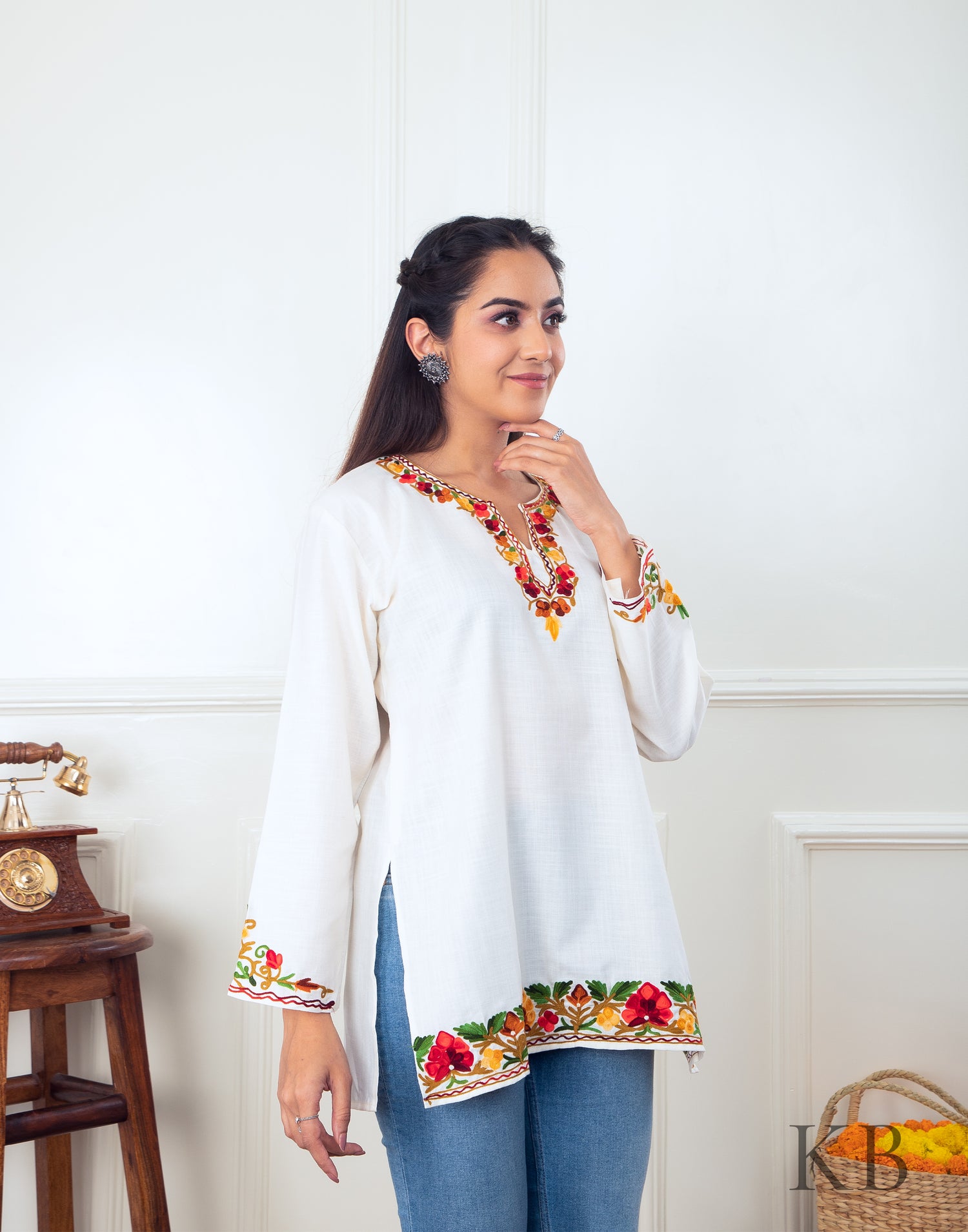 Buy Online Aari Embroidered Tops Embroidered Tops Kashmir Box