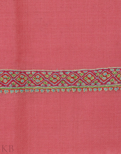 Rose Pink Embroidered Hashidaar Cashmere Stole - Kashmir Box