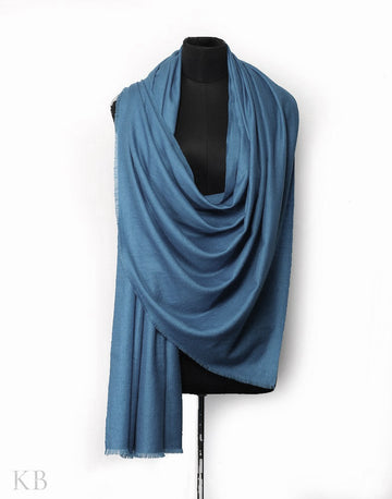 Sapphire Blue Solid Cashmere Pashmina Shawl - KashmirBox.com