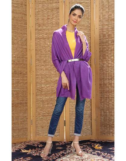 Purple Solid Cashmere Stole - KashmirBox.com