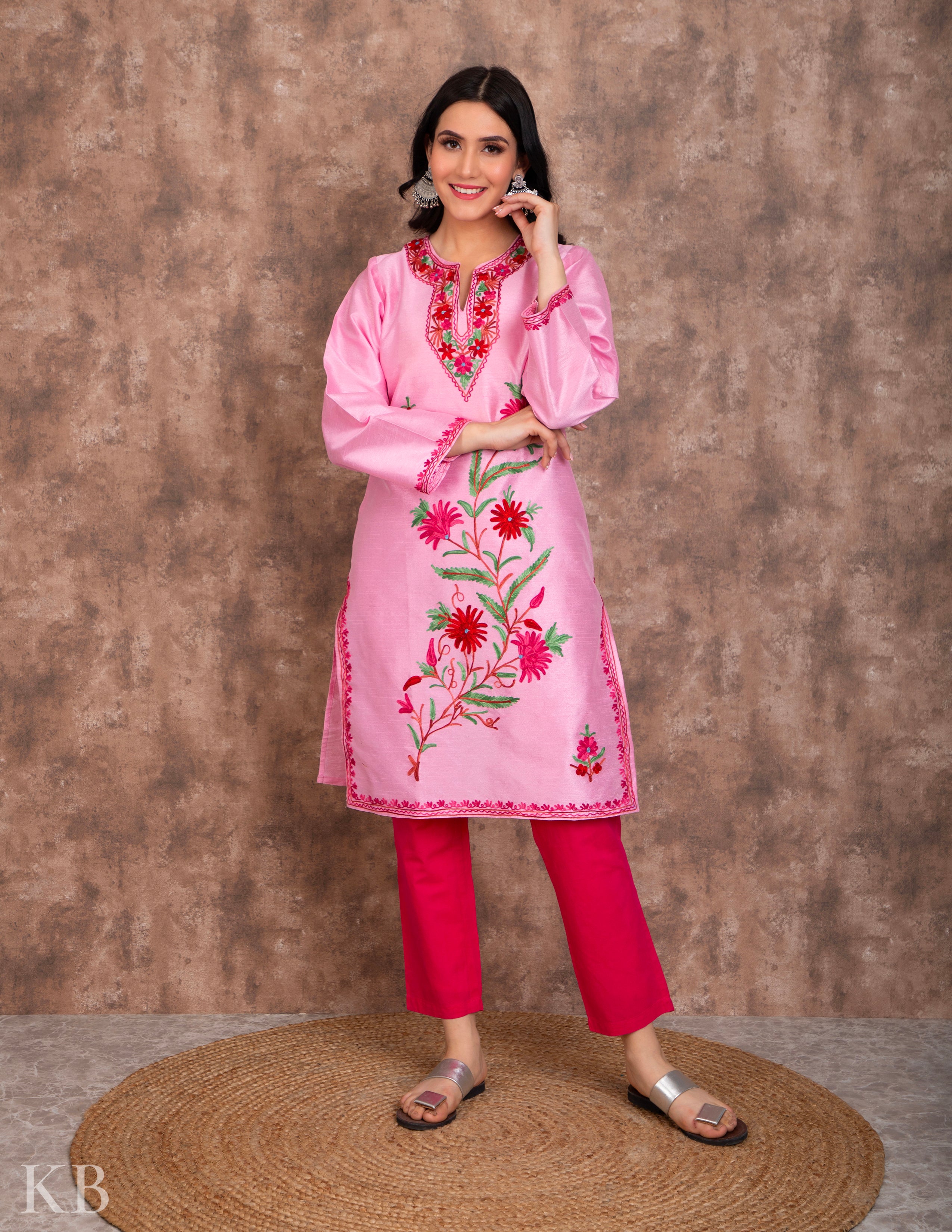 Baby Pink Cotton Mulmul Kurta Set For Girls Design by THE COTTON STAPLE at  Pernia's Pop Up Shop 2024