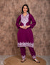 Zari Lined Purple Aari Embroidered Suit - Kashmir Box