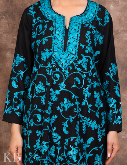 Sea Green Aari Embroidered Summer Suit - Kashmir Box