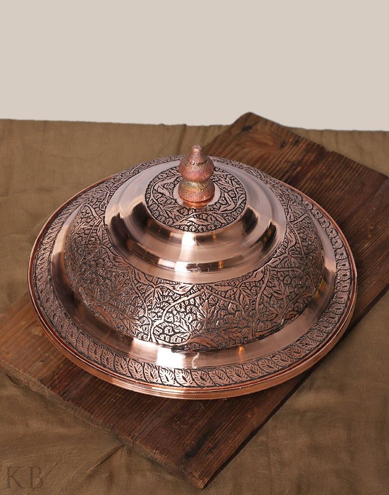 Elite Charm Copper Plate With Lid - KashmirBox.com