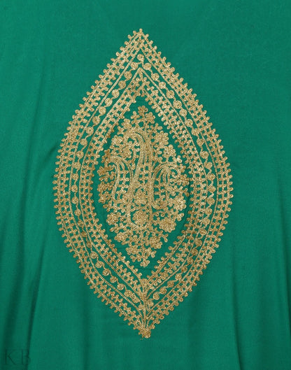 Green Zari Embroidered Crepe Kaftaan - KashmirBox.com