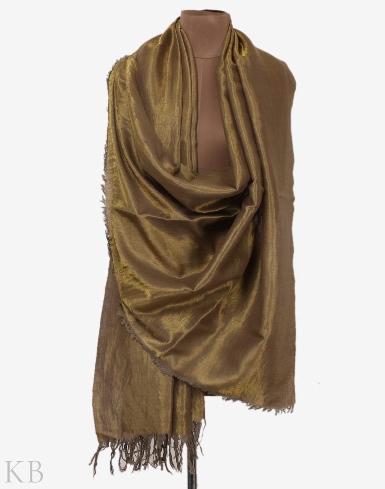 Brown Golden Reversible Cashmere Shawl - Main Image