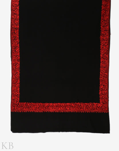 Black Aari Embroidered Cashmilon Shawl - KashmirBox.com