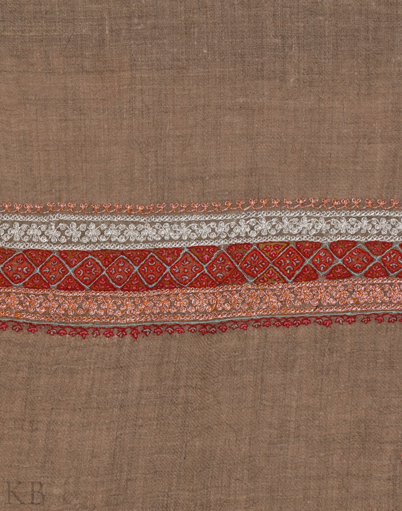 Natural Pashm Embroidered Cashmere Shawl - Kashmir Box