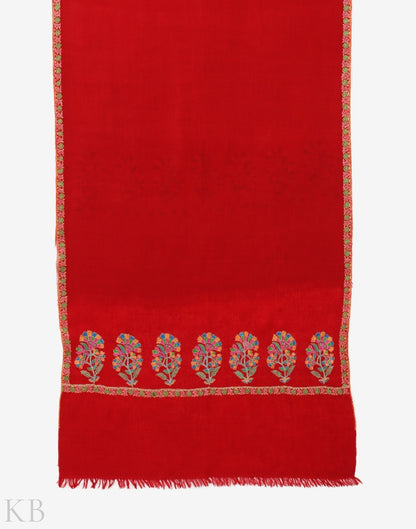 Palla Embroidered Red Pashmina Stole - KashmirBox.com