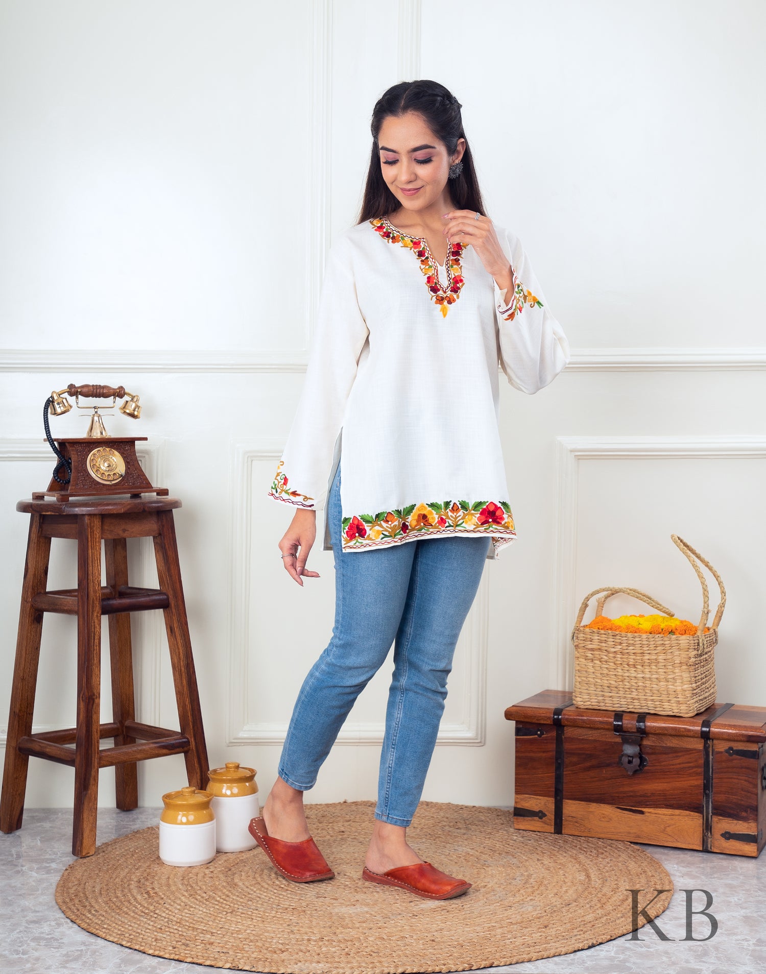 Buy Online Aari Embroidered Tops Embroidered Tops Kashmir Box