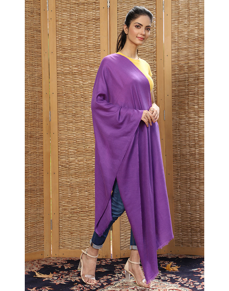 Purple Solid Cashmere Stole - KashmirBox.com