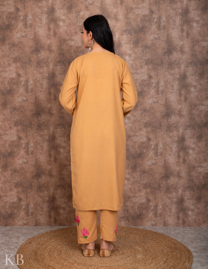 Neck Embroidered Fawn Summer Suit - Kashmir Box