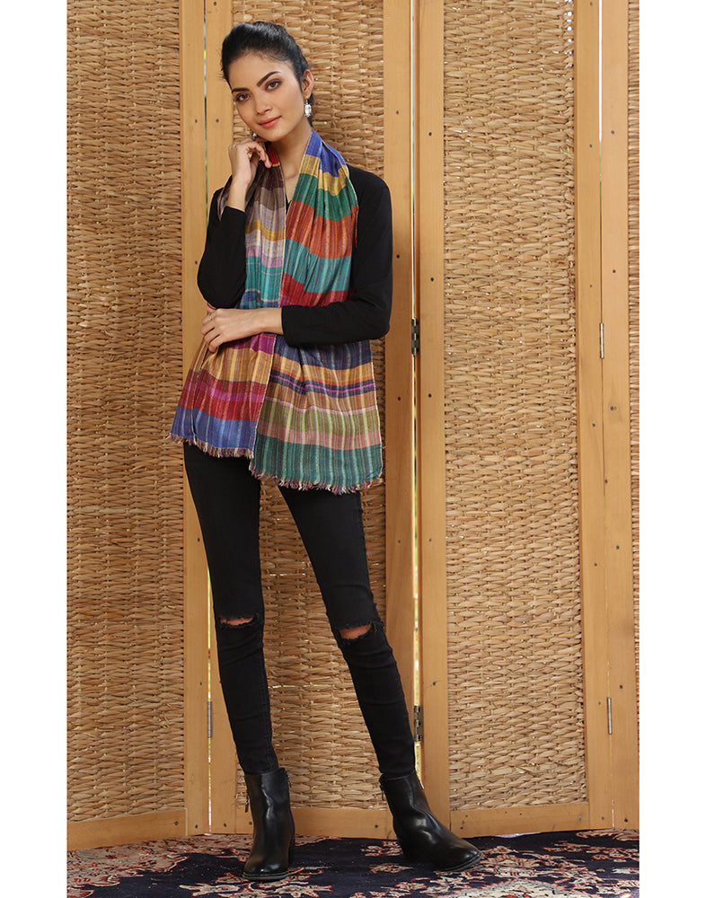 Colored Strips Cashmere Scarf - KashmirBox.com