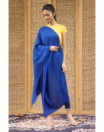 Royal Blue Solid Cashmere Stole - KashmirBox.com