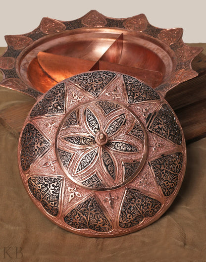 Heart Designed Copper Dry Fruit Bowl - KashmirBox.com