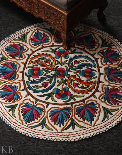 Manz Badaam Handmade Aari Embroidered Namda - KashmirBox.com