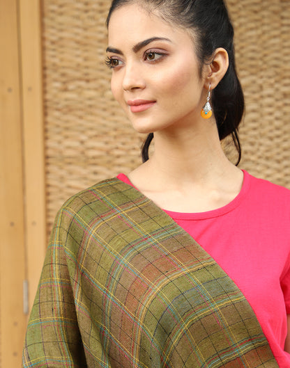 Multicolor Reversible Stripped and Check Cashmere Stole - KashmirBox.com