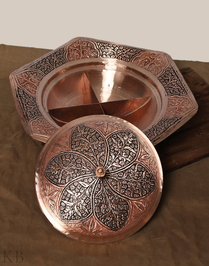 Petal Designed Copper Dry Fruit Bowl - KashmirBox.com