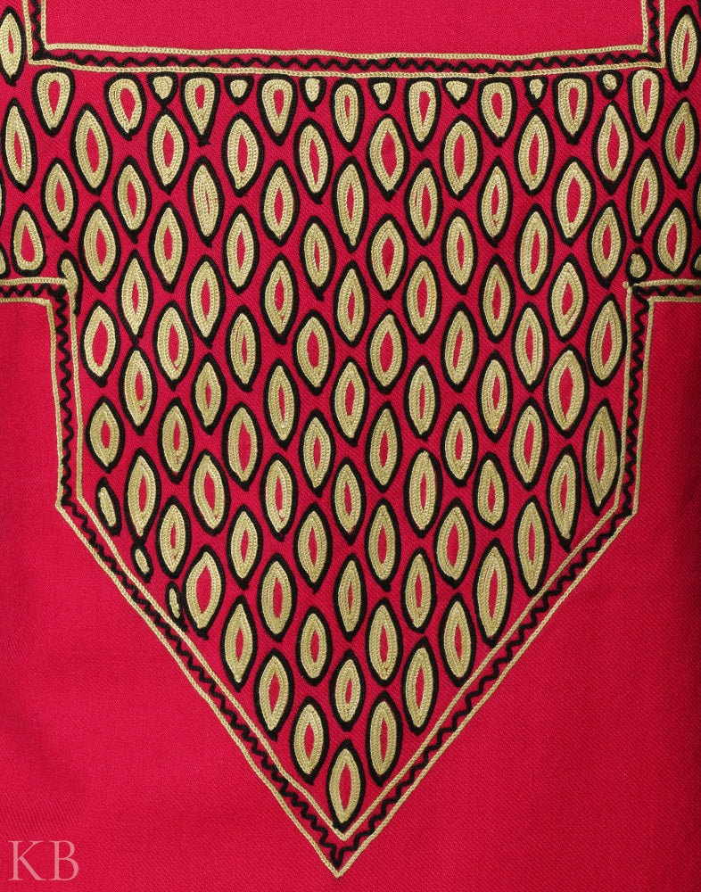 Rani Pink Aari Embroidered Woolen Suit - KashmirBox.com