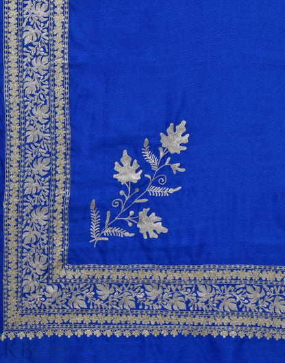 Chaand Patta Zari Embroidered Silk Saree - KashmirBox.com