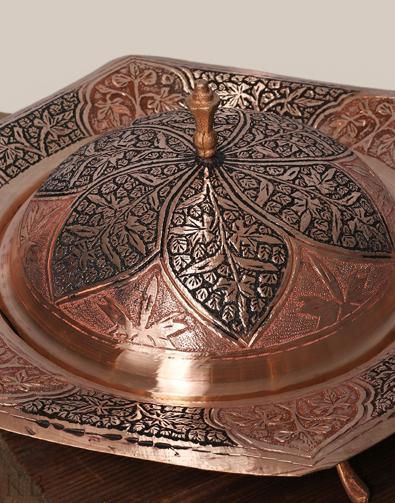 Petal Designed Copper Dry Fruit Bowl - KashmirBox.com