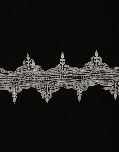 Black Silver Embroidered Cashmere Shawl - Kashmir Box