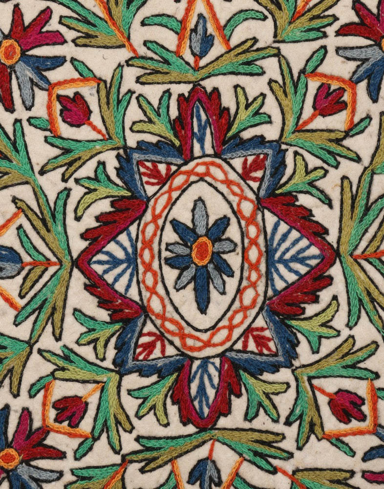 Posh Phullai Handmade Aari Embroidered Namda - KashmirBox.com