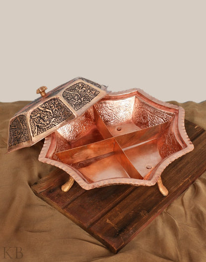 Kandkaari Chinar Engraved Copper Fruit Bowl - KashmirBox.com