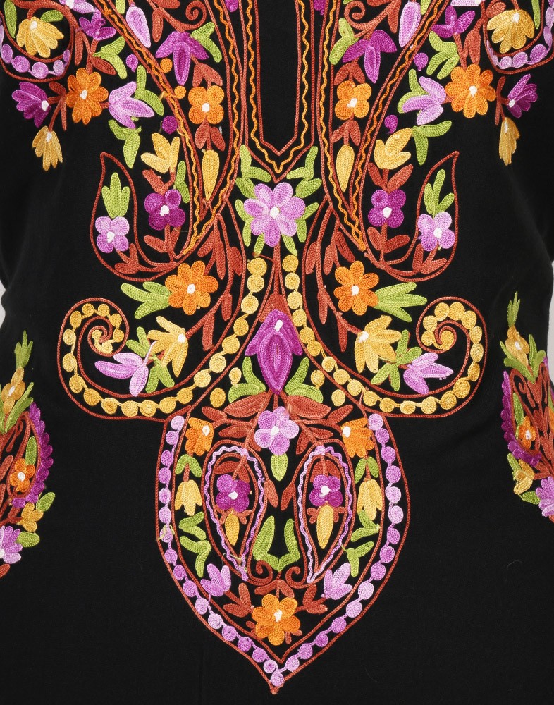 Neck Embroidered Black Summer Suit - KashmirBox.com