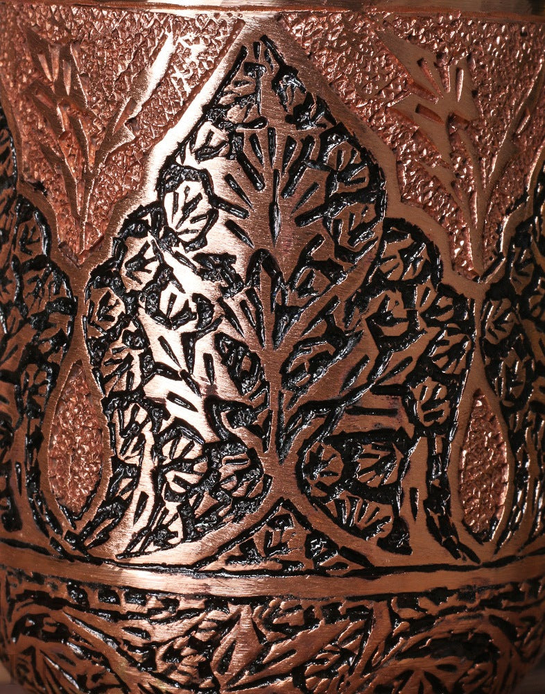 Kandkaari Round Copper Glass - KashmirBox.com
