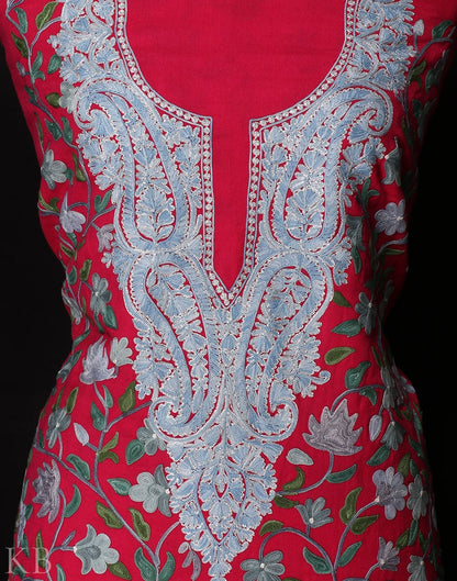 Rani Pink Embroidered Woolen Suit - KashmirBox.com