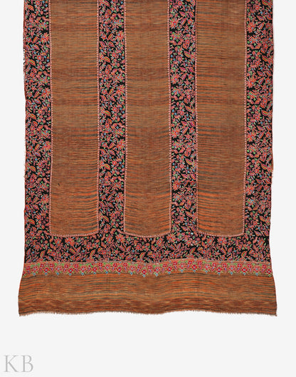 Multicolored Ikkat Embroidered Cashmere Shawl - Kashmir Box