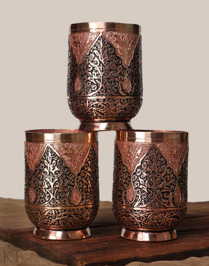 Kandkaari Round Copper Glass - KashmirBox.com
