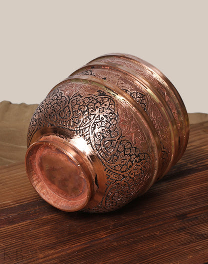 Kandkaari Round Copper Bowl - KashmirBox.com