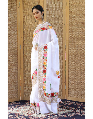 Har Rang Booen Pann Embroidered Silk Saree - KashmirBox.com