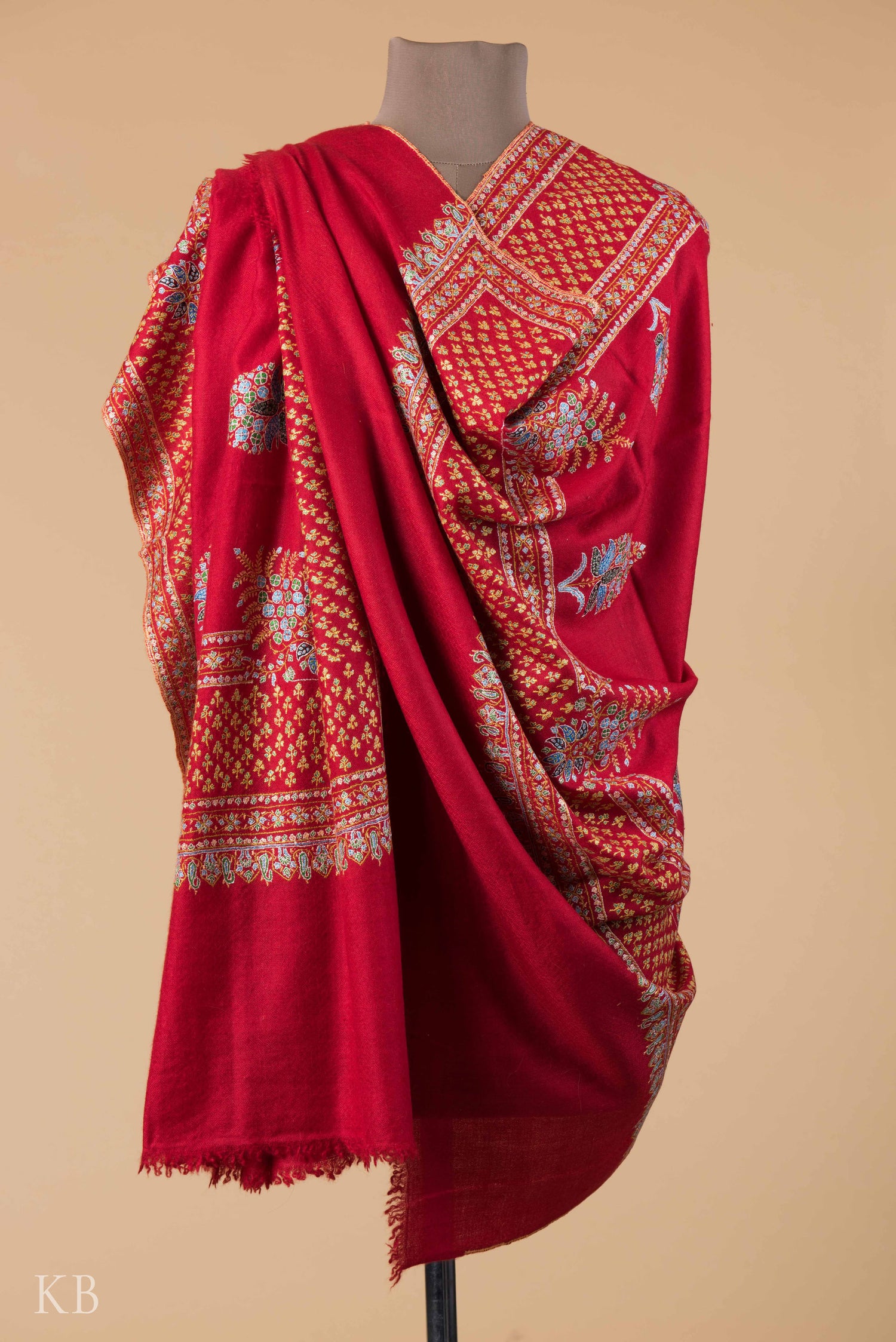 Berry Red Bootidar Pashmina Shawl1