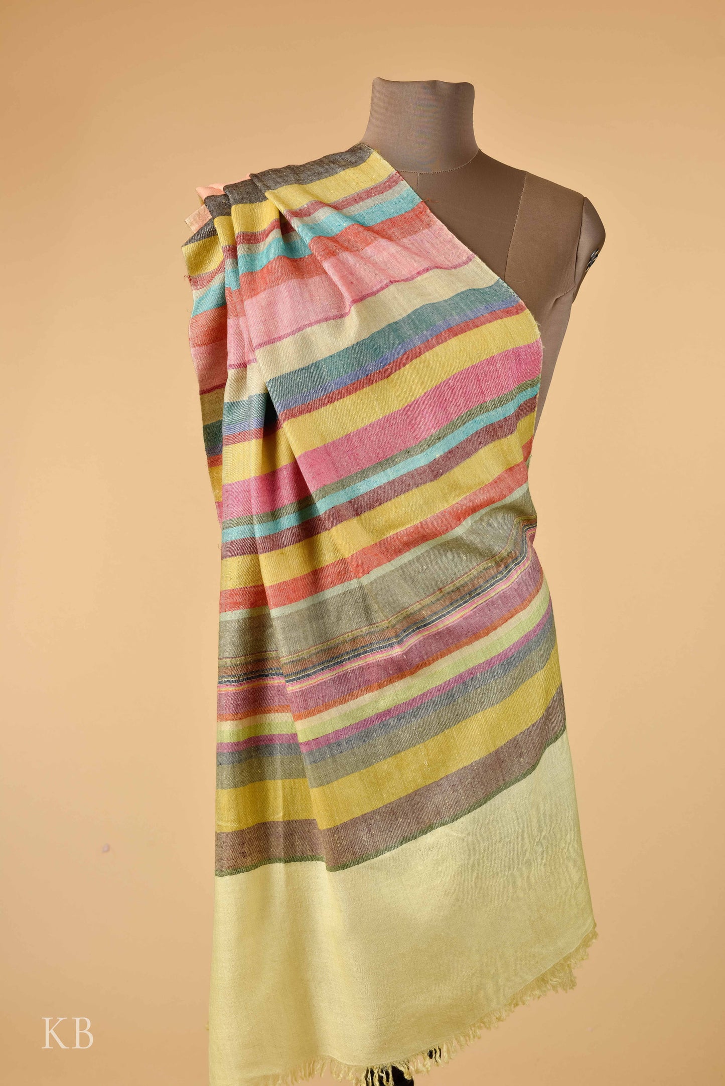 Multicolored Modern Design Striped Pashmina Stole - Kashmir Box