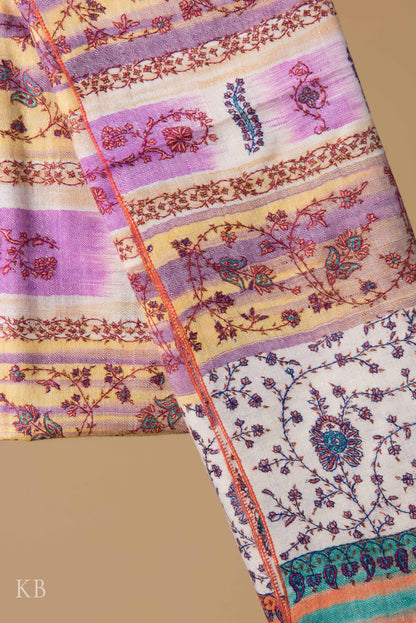 Colorful Sozni Embroidered Modern Design Pashmina Stole - Kashmir Box