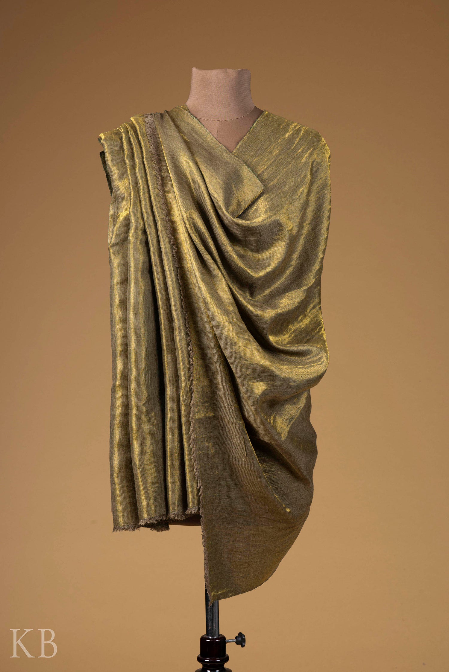 Olive Golden Reversible Pashmina Shawl1