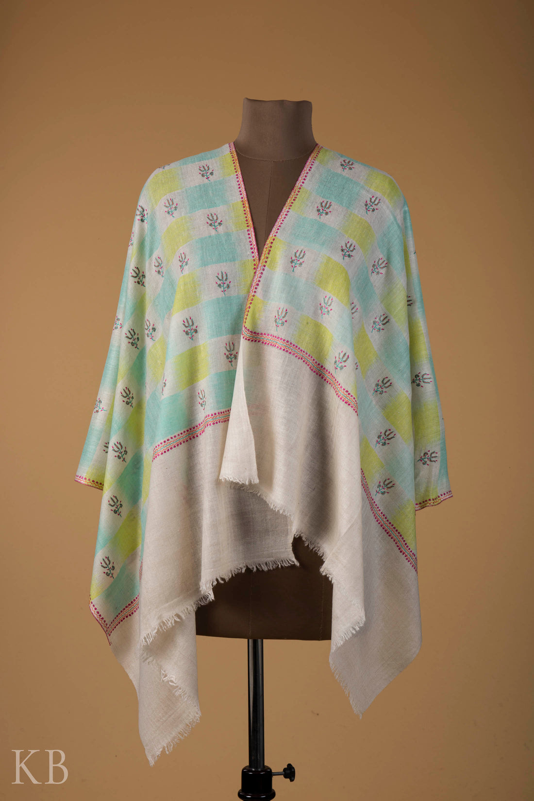 Multicolored Modern Design Embroidered Pashmina Stole - Kashmir Box