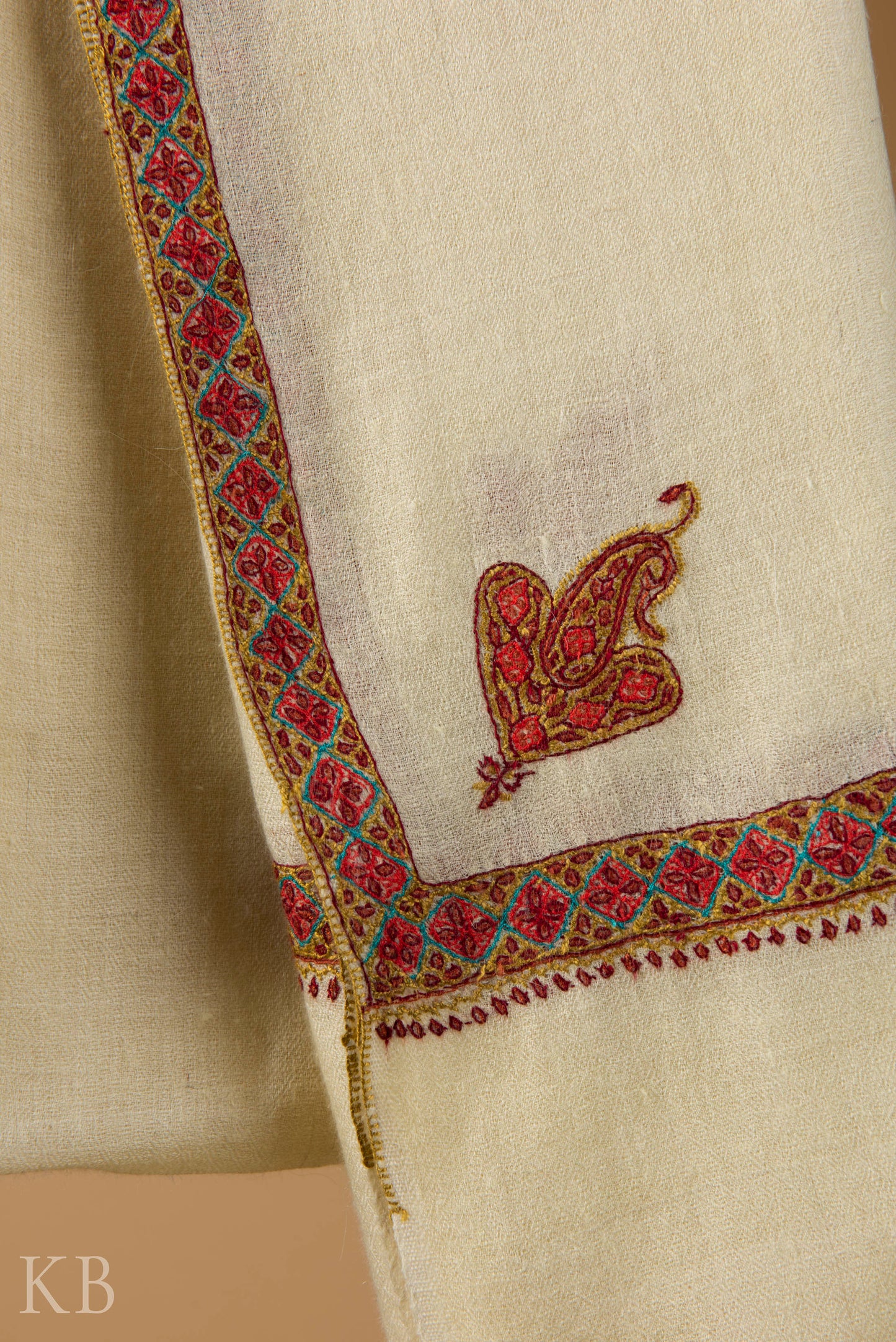 Lemon Sozni Embroidered Pashmina Stole - Kashmir Box