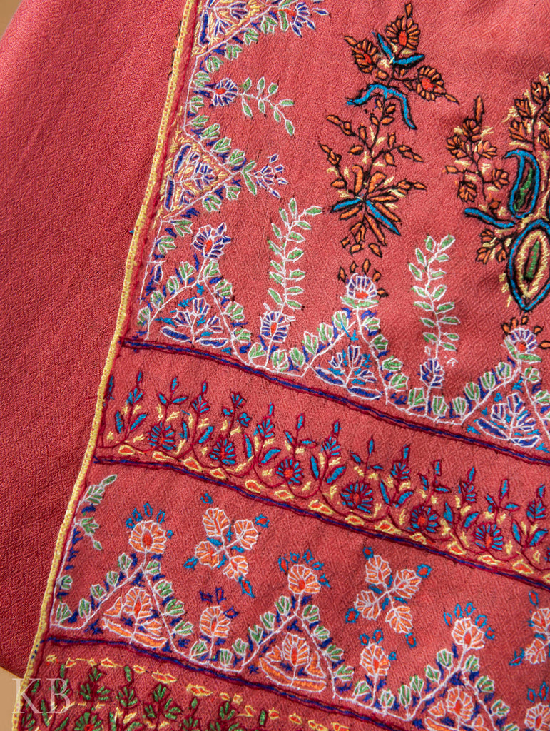 Peach Paldaar Embroidered Pashmina Stole - Kashmir Box