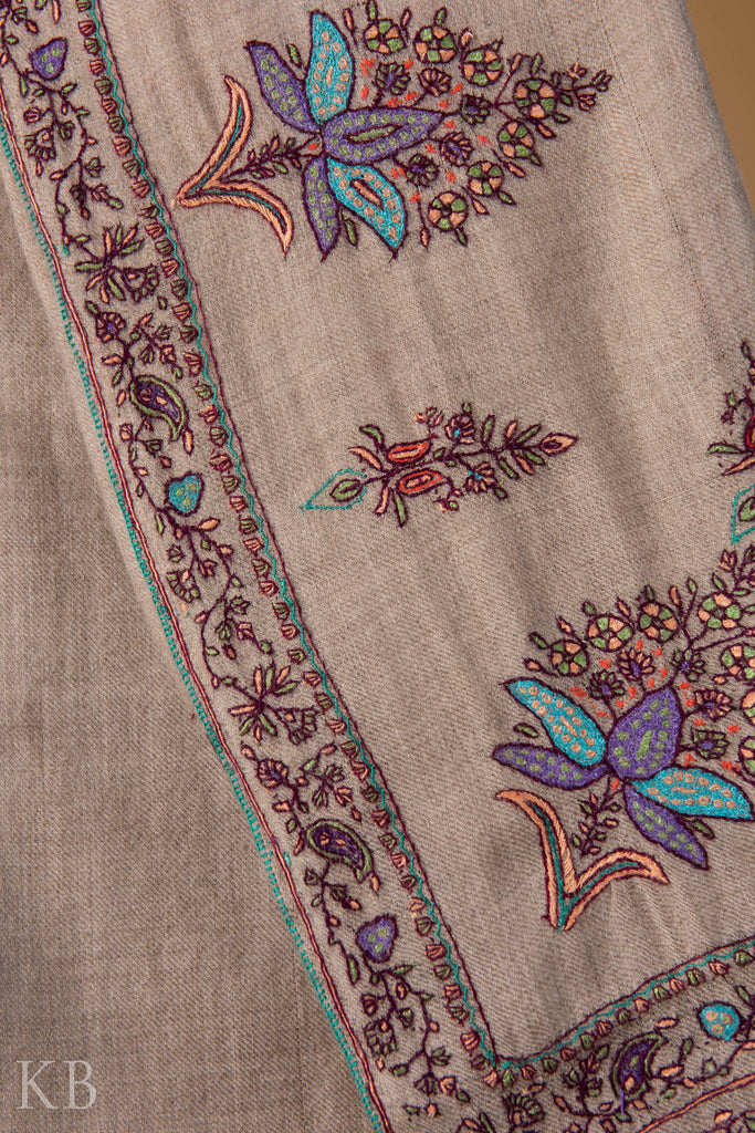 Natural Bootidaar Embroidered Pashmina Stole - Kashmir Box