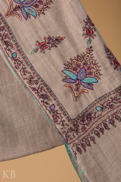 Natural Bootidaar Embroidered Pashmina Stole - Kashmir Box